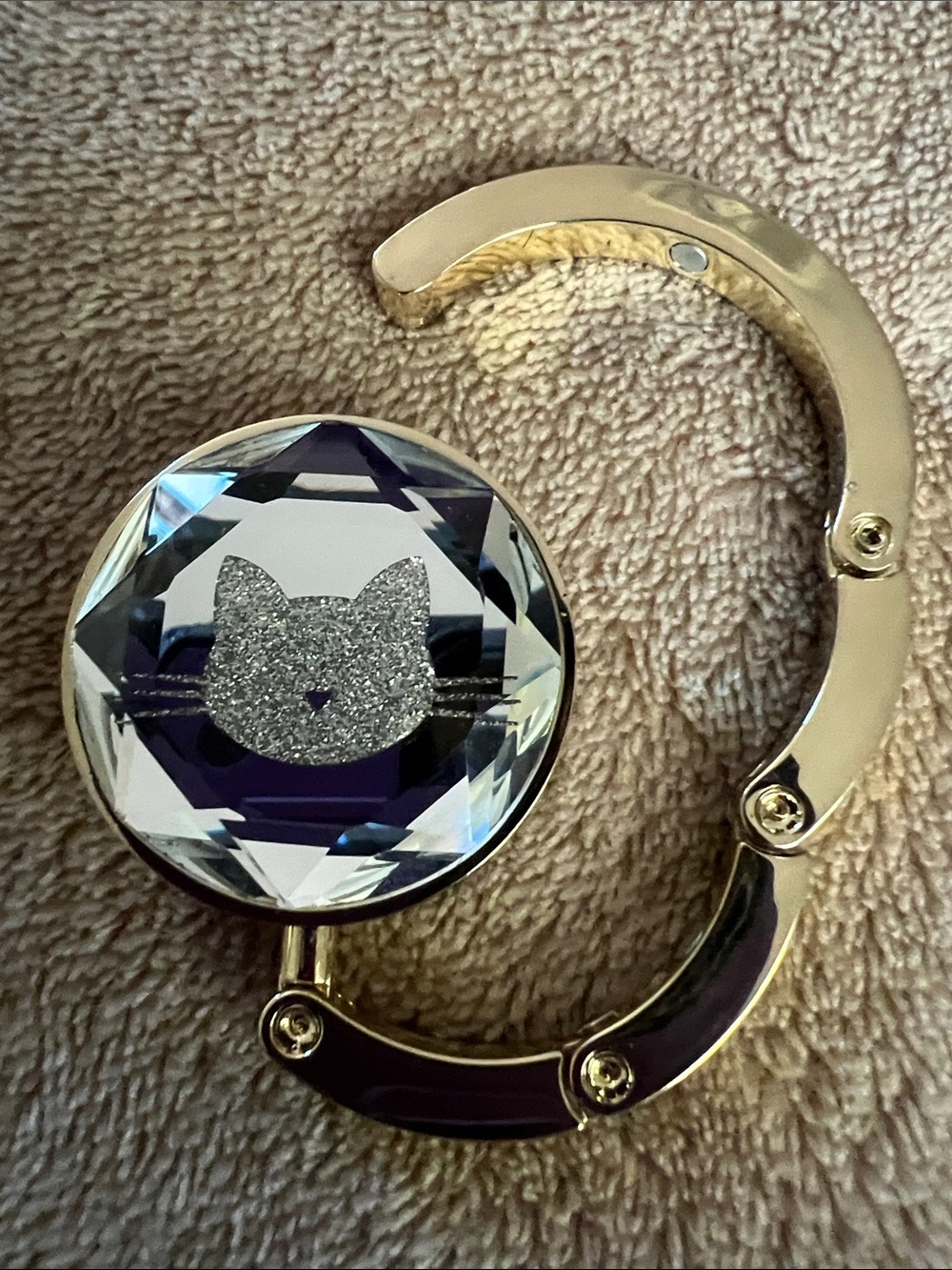Table Handbags Holder Shimmery Glass Cat